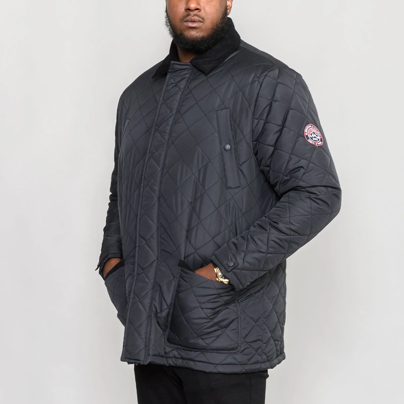 D555 Mens Northcole Big & Tall Quilted Jacket - Black