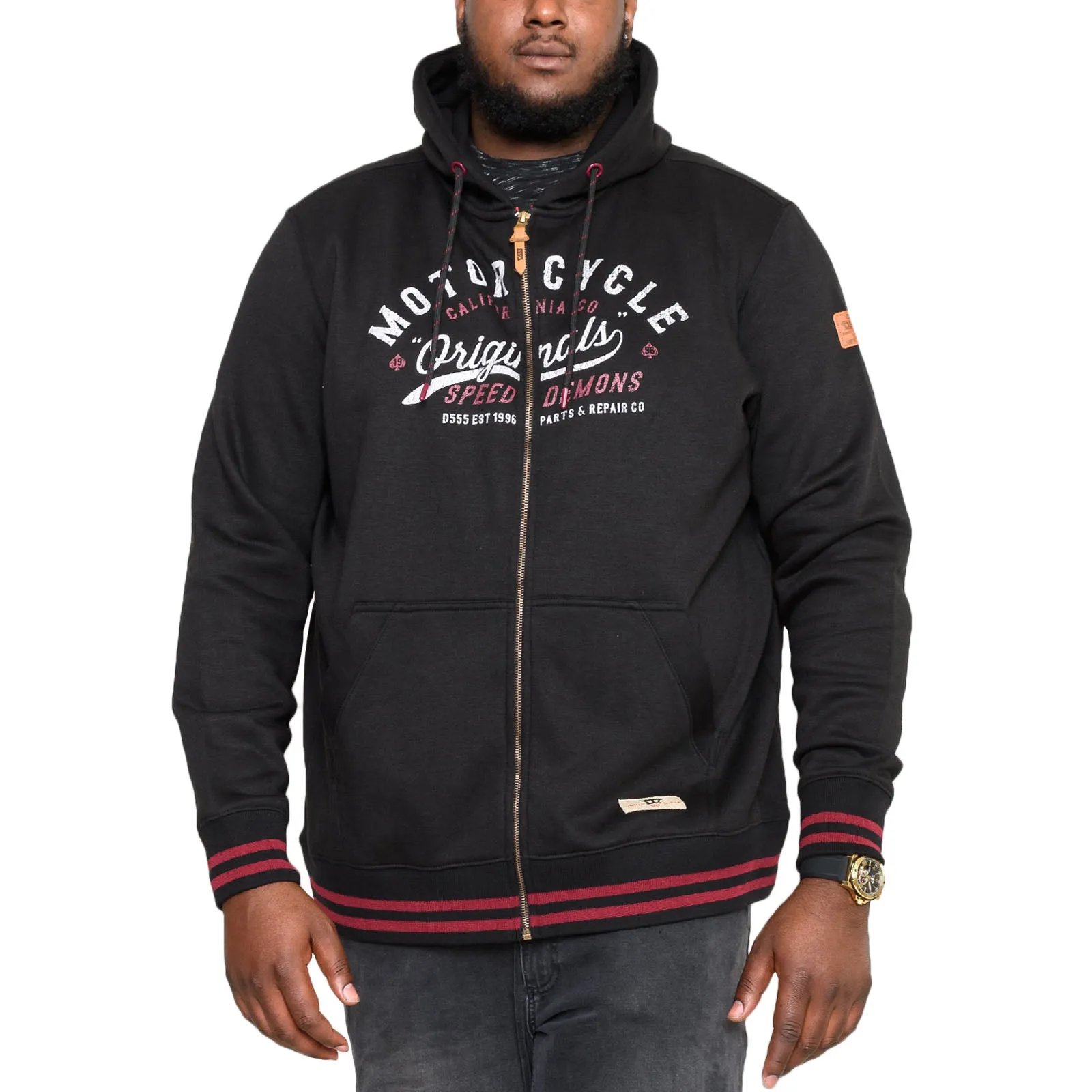 D555 Mens Patrick Big & Tall Full Zip Hoodie - Black