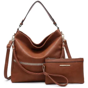 Dasein Classic Large Hobo With Clutch Brown (Women's)