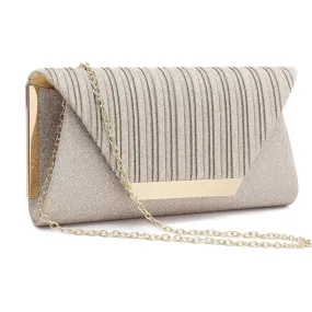 Dasein Glitter Flap Envelope Gold Evening Clutch (Women's)