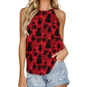 Disney Alice In Wonderland Queen Of Hearts Off With Their Heads Women's Round-Neck Vest Tank Top