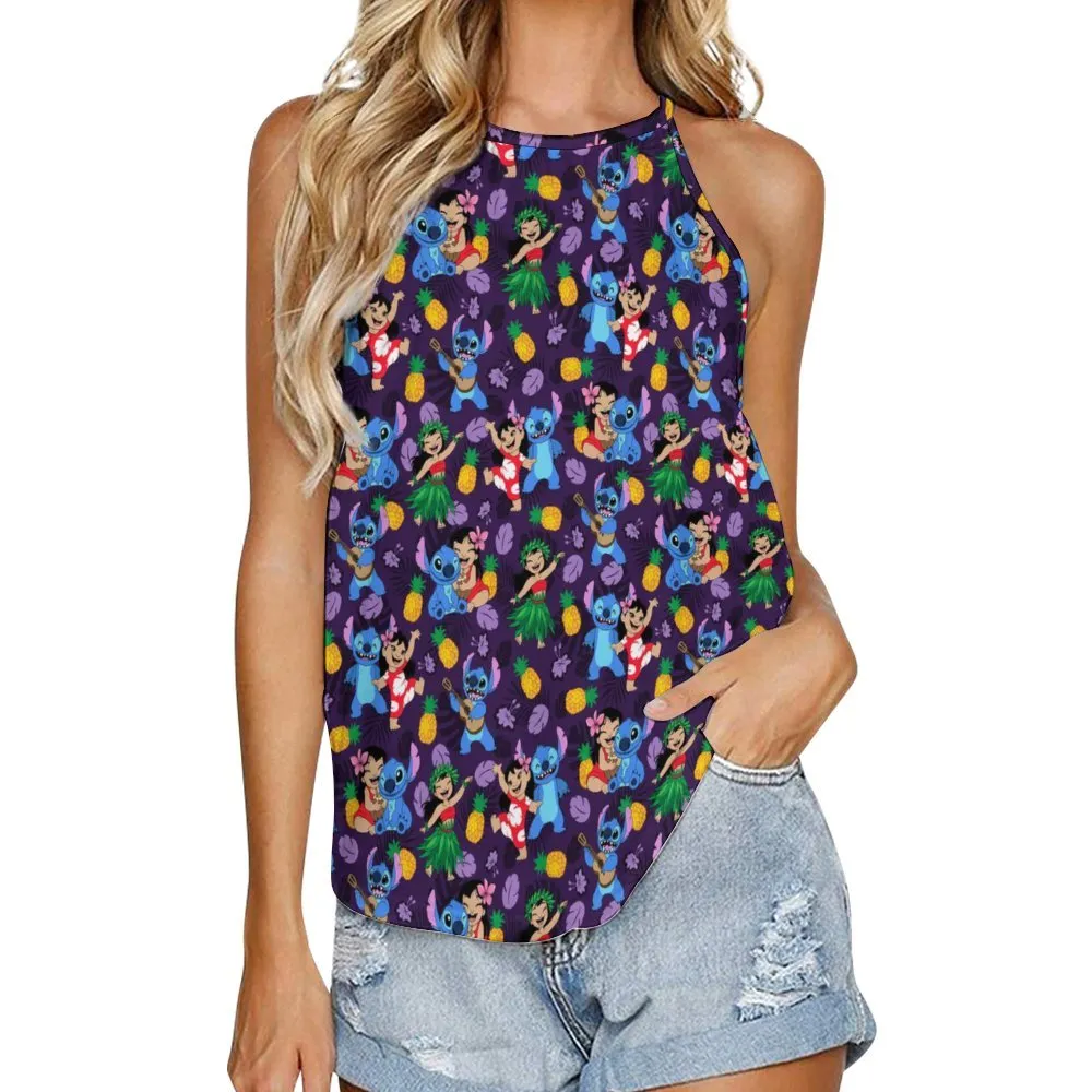 Disney Lilo And Stitch Island Friends Women's Round-Neck Vest Tank Top