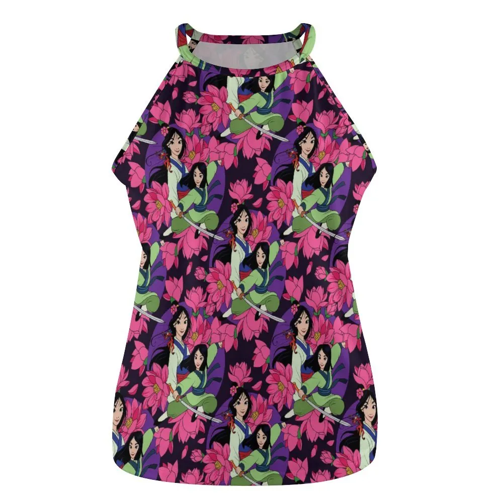 Disney Mulan Blooming Flowers Women's Round-Neck Vest Tank Top