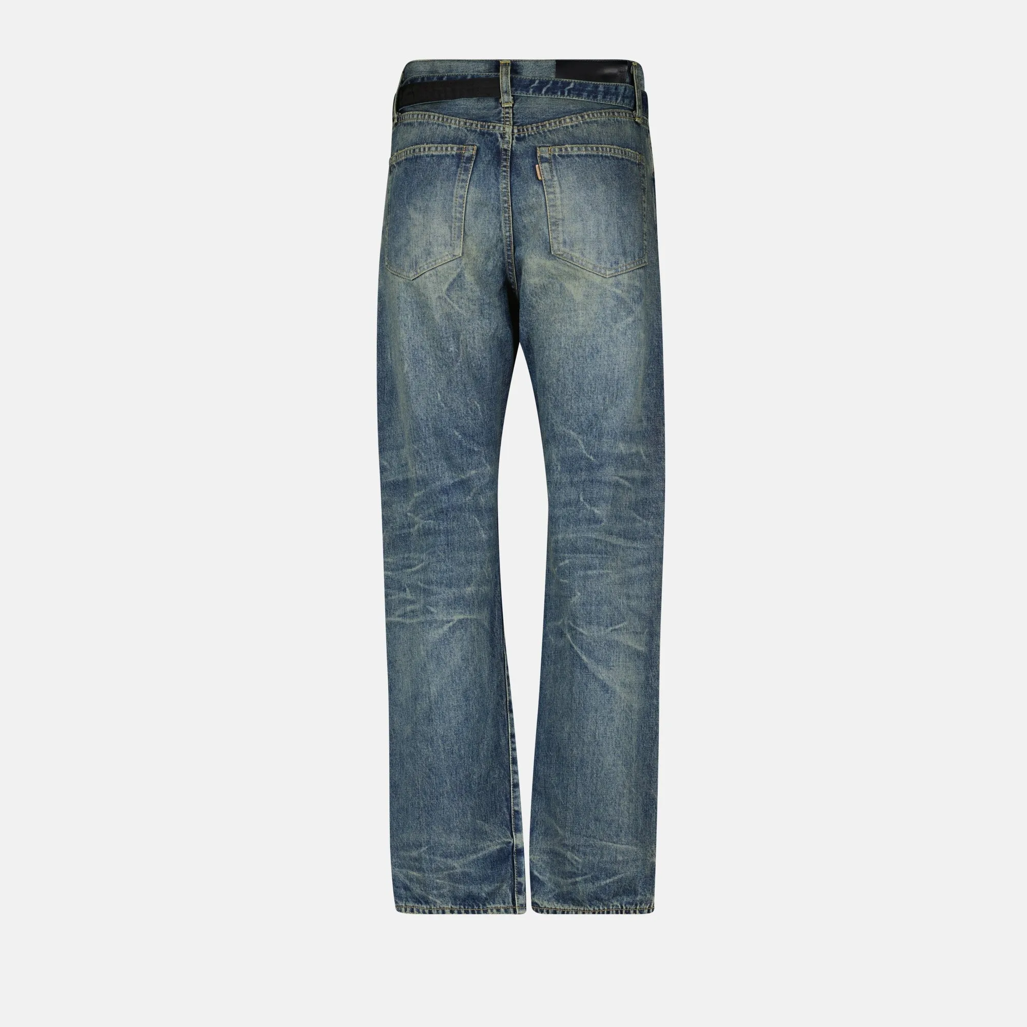 Distressed Blue Straight Jeans