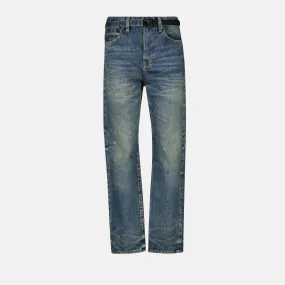 Distressed Blue Straight Jeans