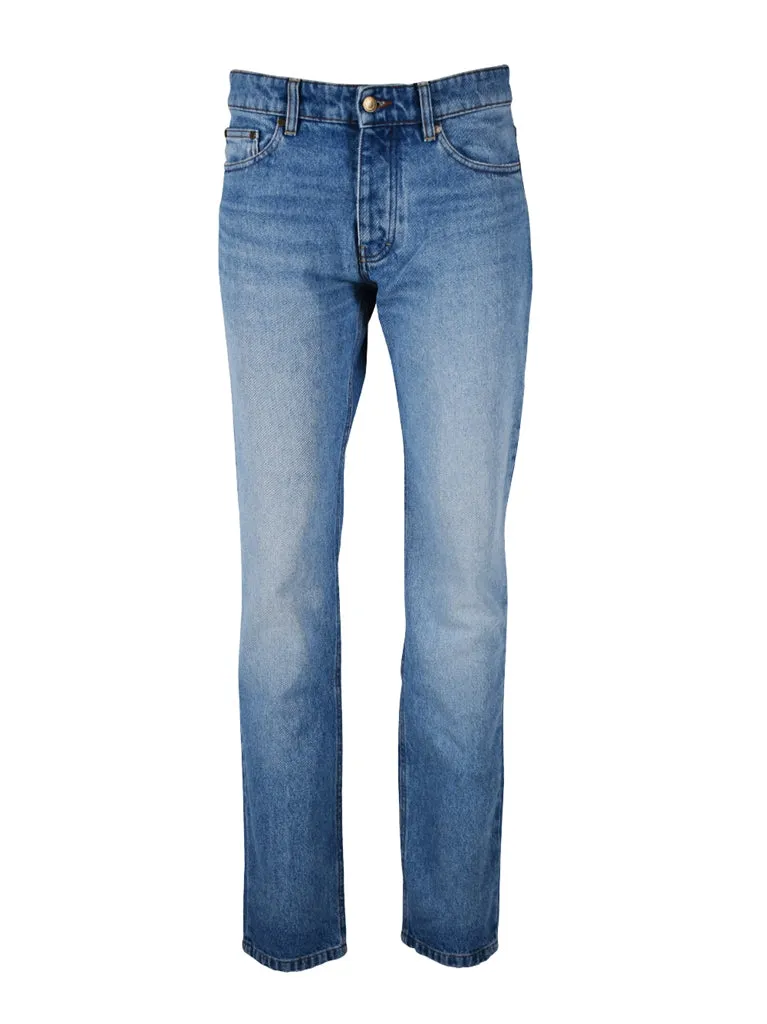 Distressed Straight-Leg Jeans