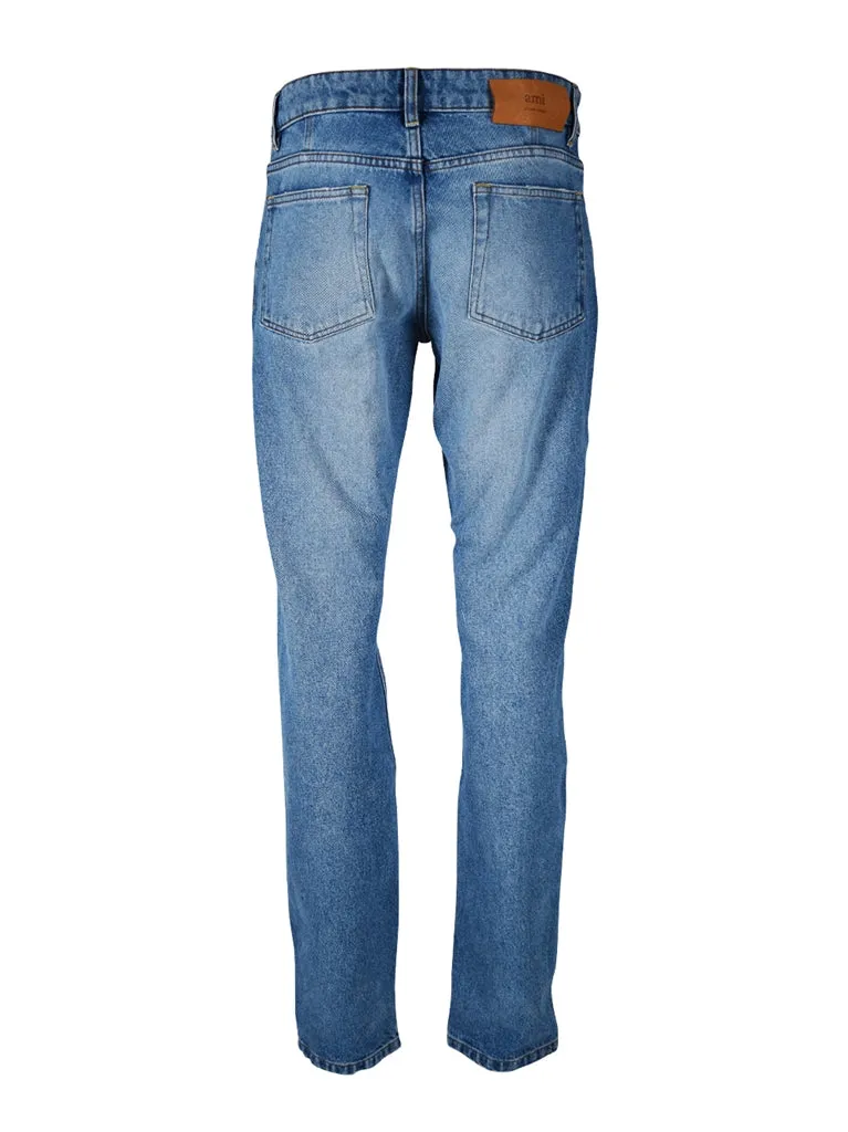 Distressed Straight-Leg Jeans