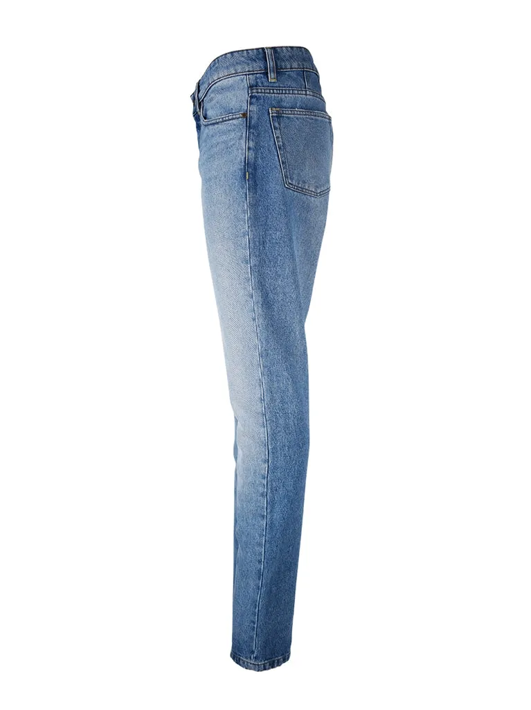 Distressed Straight-Leg Jeans