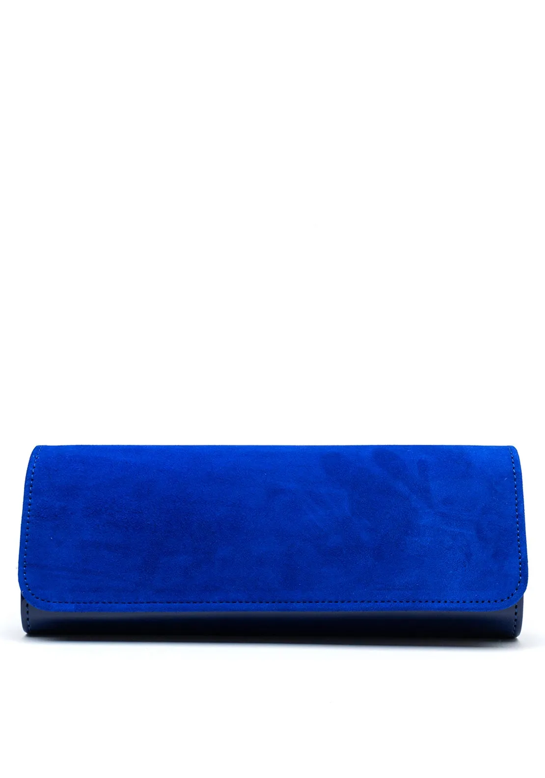 Emis Suede and Patent Clutch Bag, Cobalt Blue