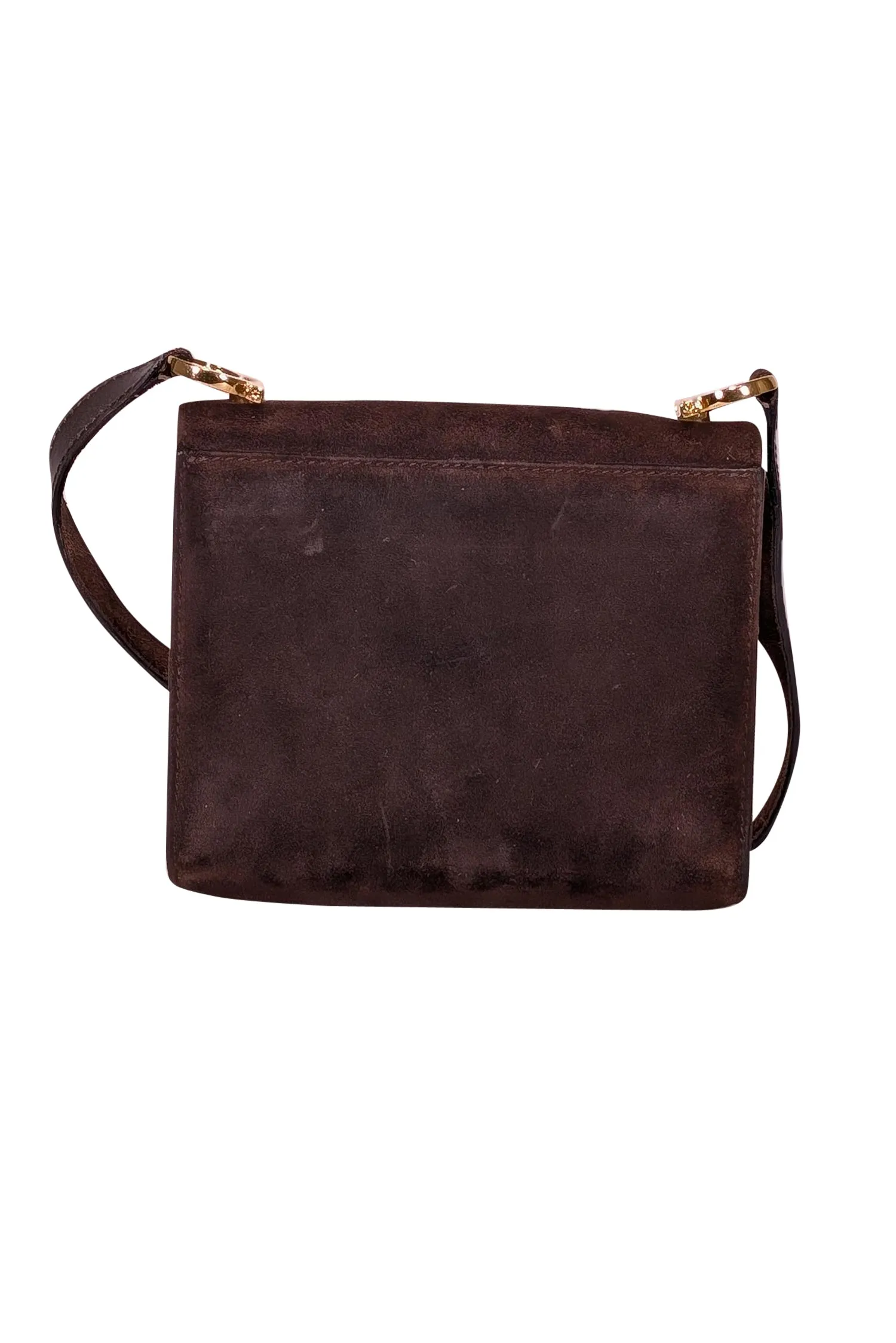 Ferragamo - Chocolate Brown Suede Mini Crossbody Bag