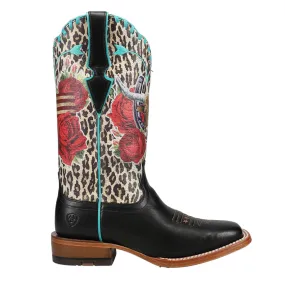 Frontier Rodeo Quincy Graphic Leopard Print Square Toe Cowboy Boots