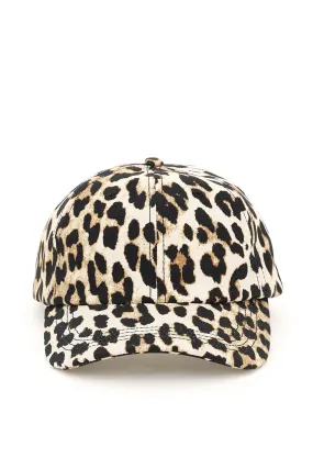 Ganni Leopard Print Baseball Cap