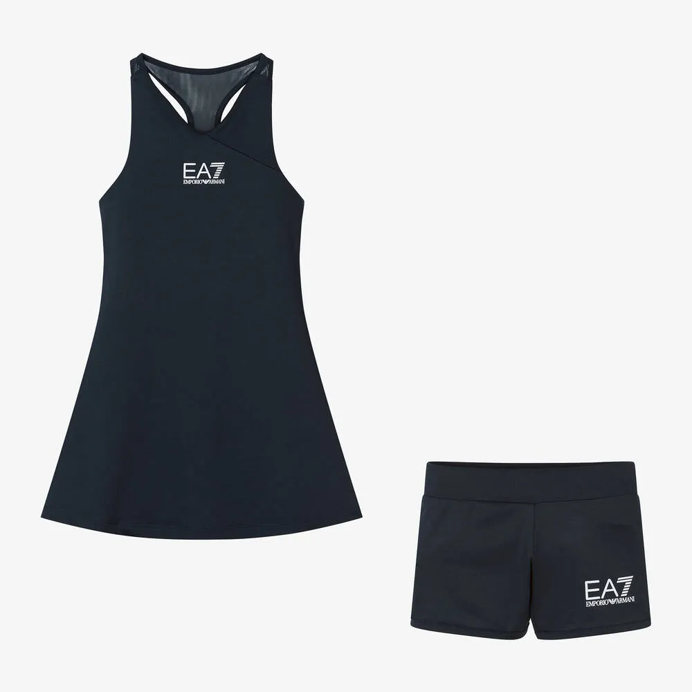 Girls Navy Blue Ventus7 Tennis Dress Set