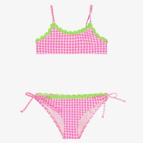 Girls Pink & White Gingham Bikini