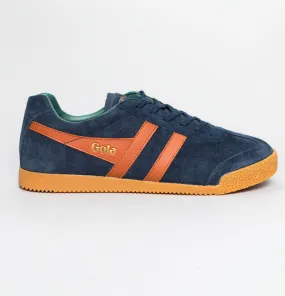 Gola Harrier Suede Trainers Navy/Moody Orange/Sage