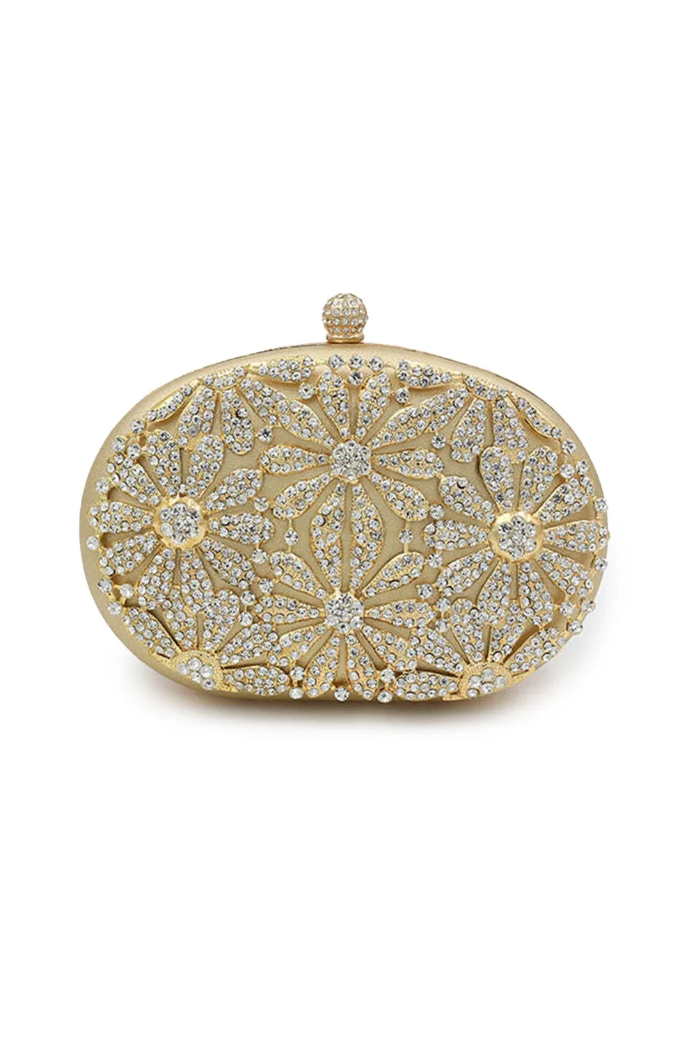 Gold Closure Beaded Clutch Bag