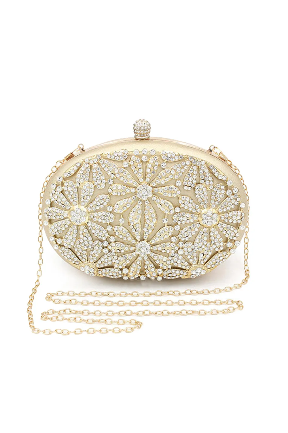 Gold Closure Beaded Clutch Bag