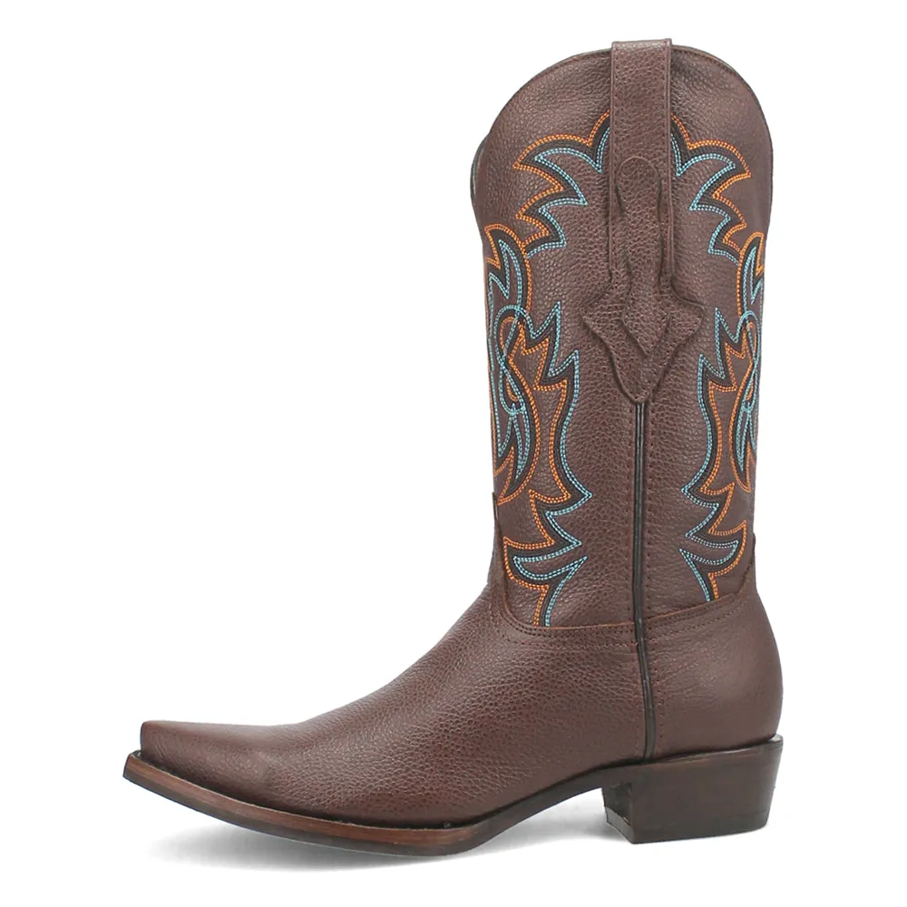 Gold Rush Leather Embroidered Snip Toe Cowboy Boots