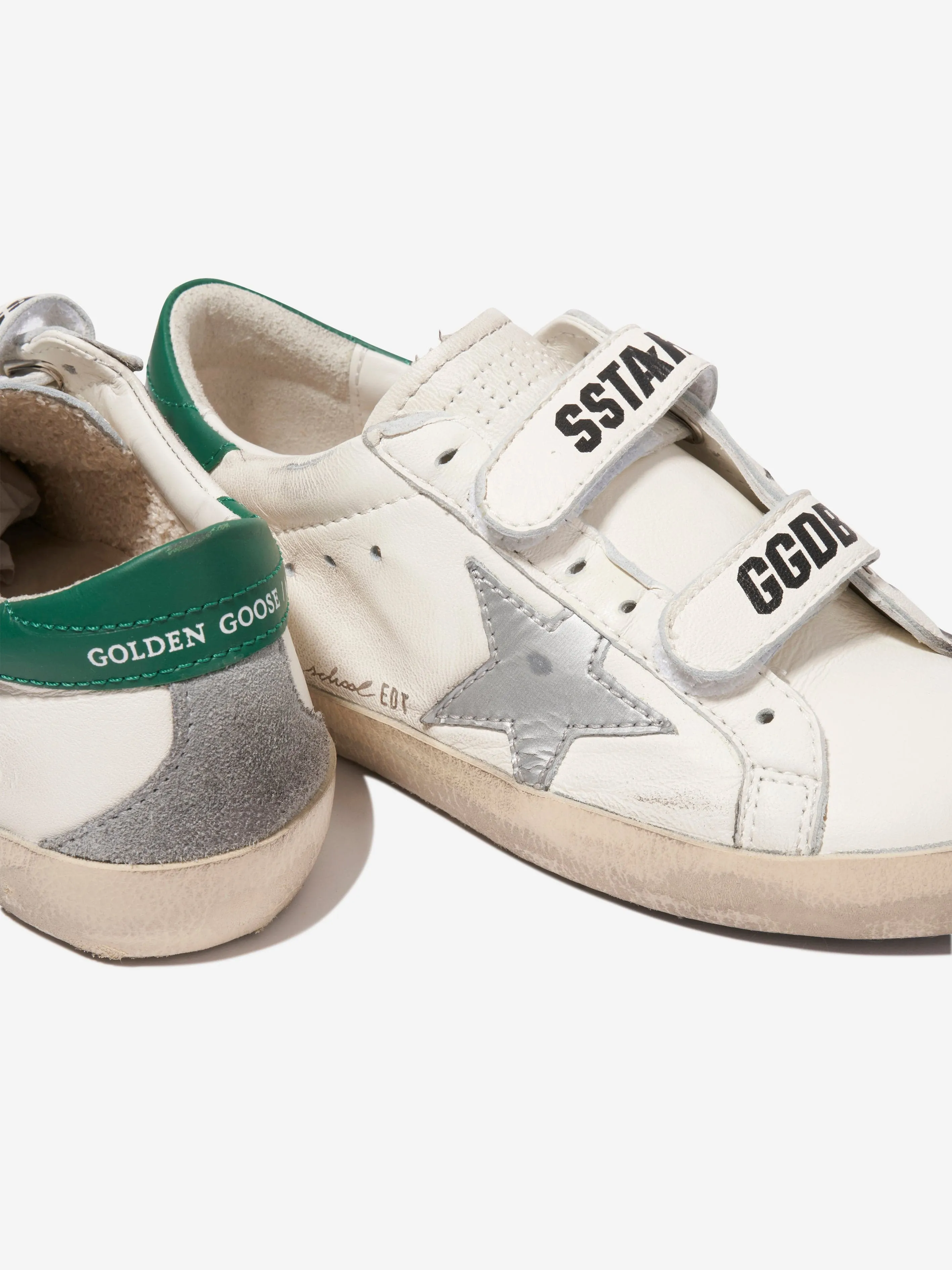 Golden Goose Kids Old School Leather Star Trainers in White