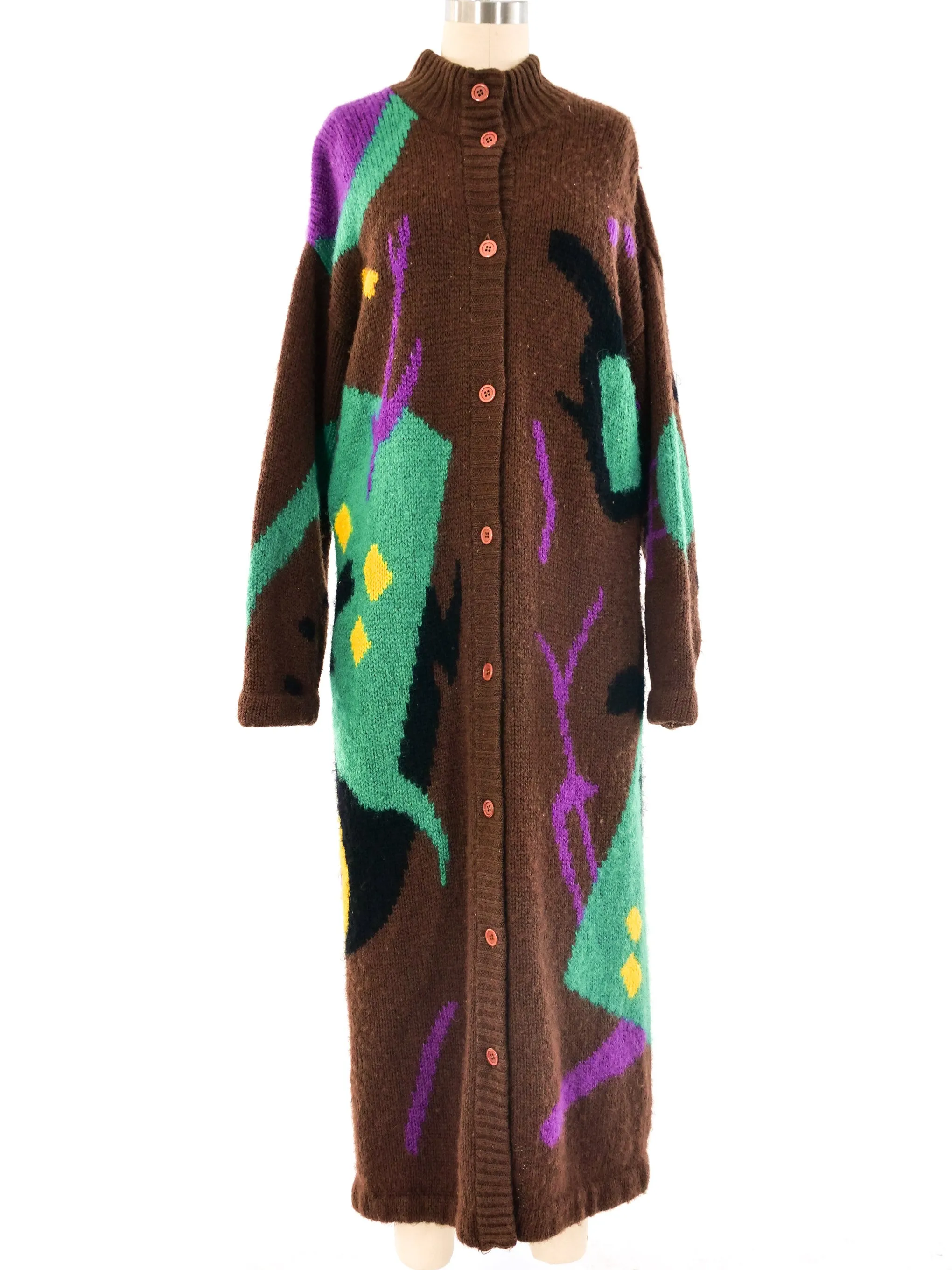 Graphic Knit Maxi Cardigan