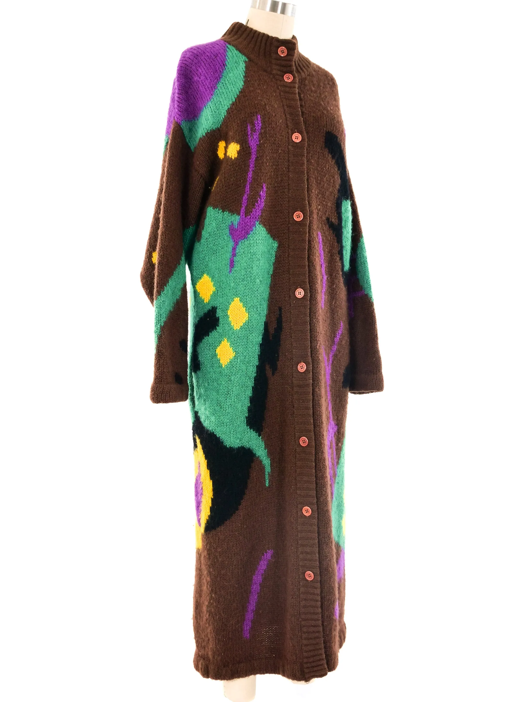 Graphic Knit Maxi Cardigan