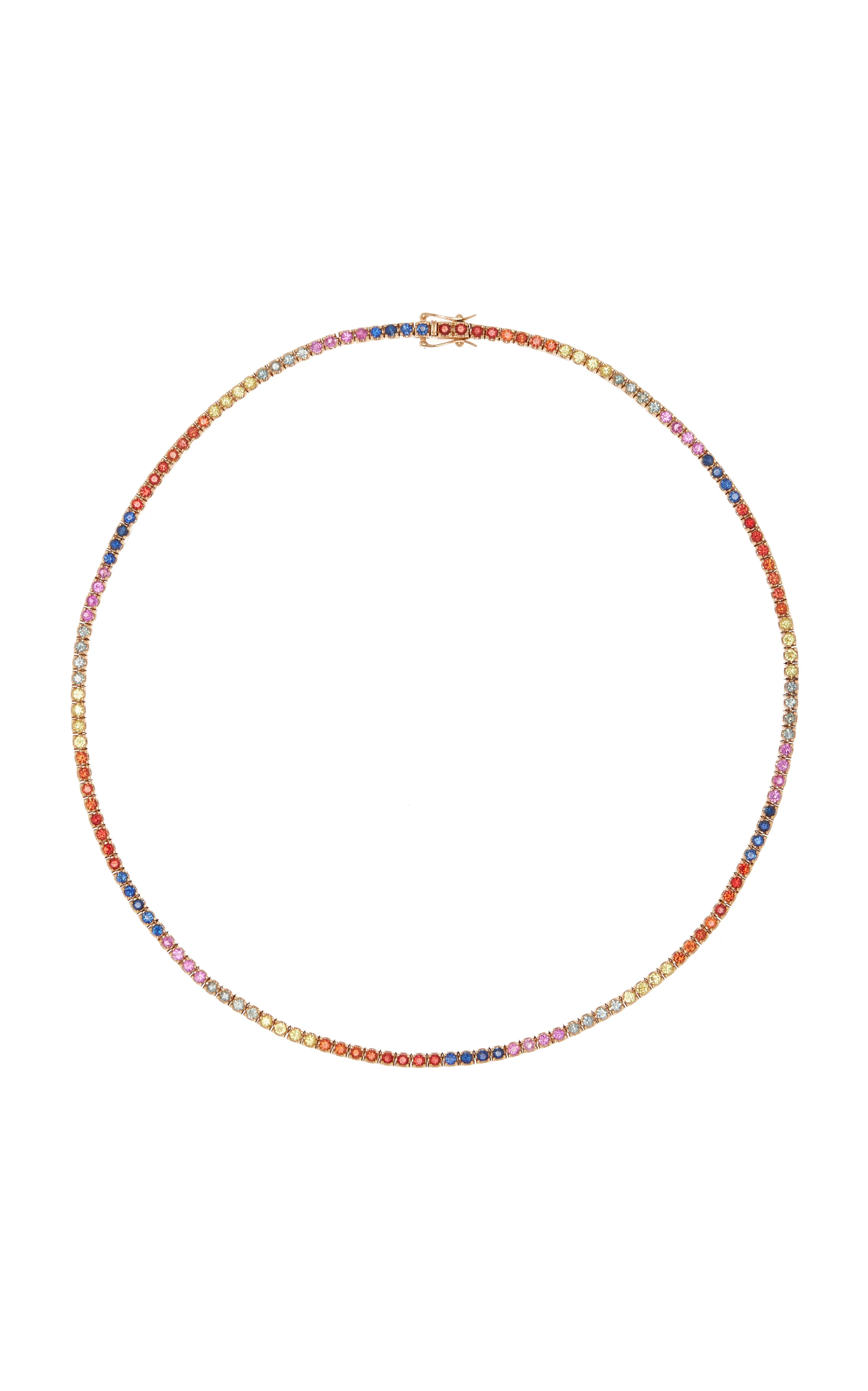 Graziela Magia 18K Rose Gold Rainbow Sapphire Tennis Necklace