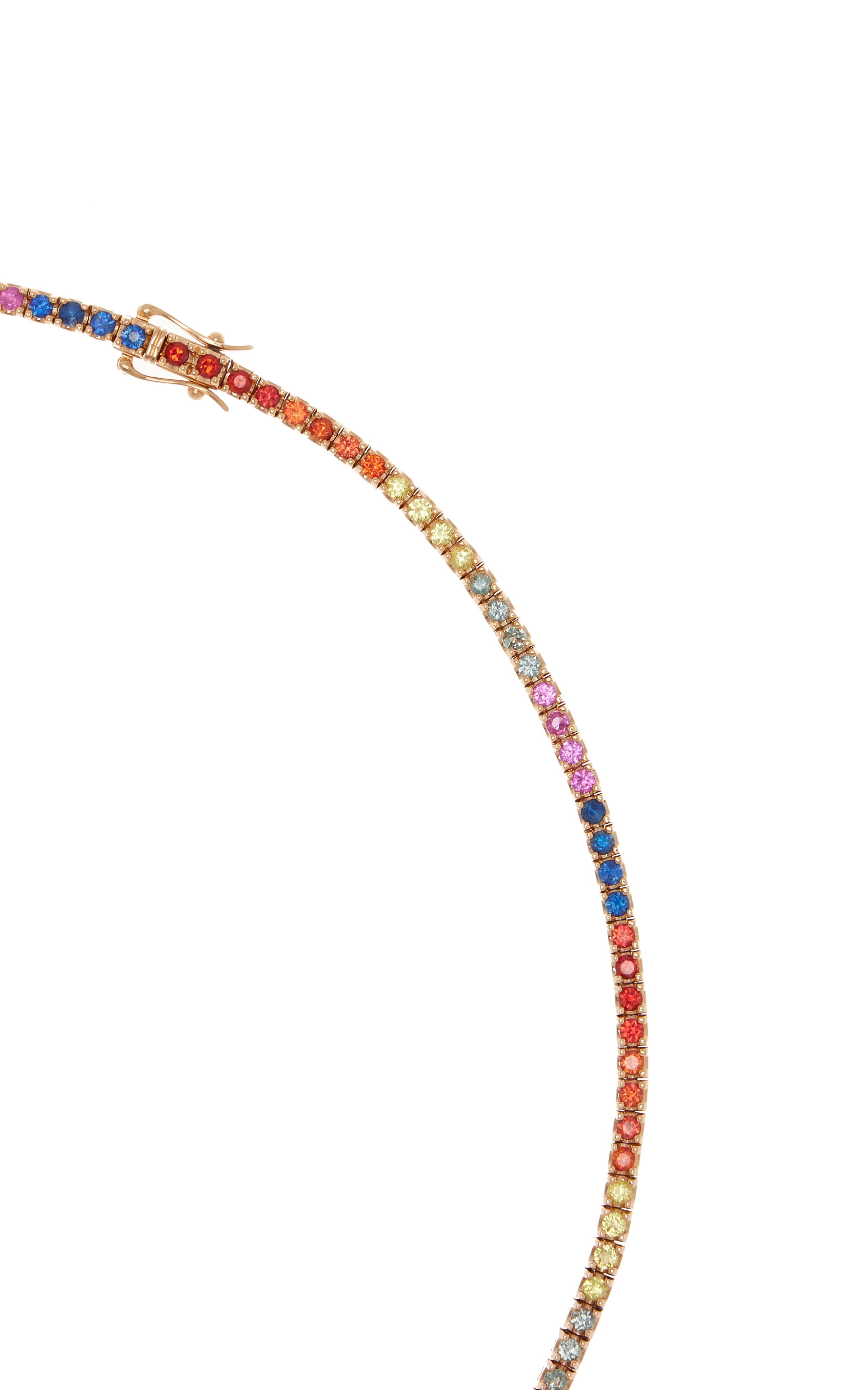 Graziela Magia 18K Rose Gold Rainbow Sapphire Tennis Necklace