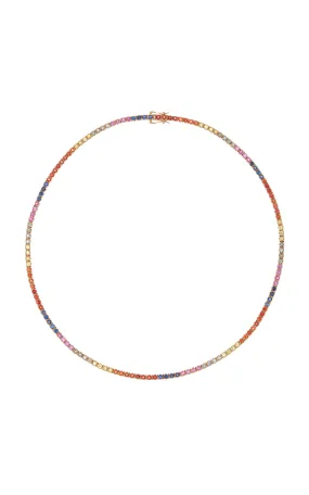 Graziela Magia 18K Rose Gold Rainbow Sapphire Tennis Necklace