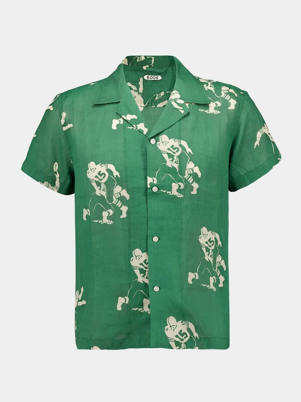 Green Football Silhouette Short Sleeve Shirt