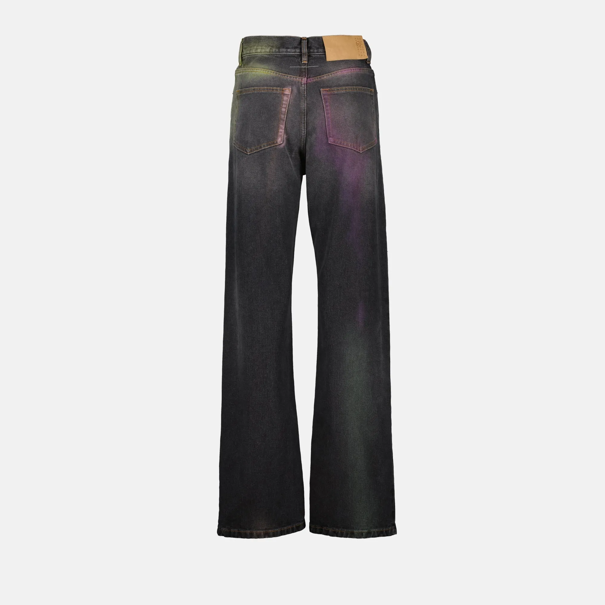 Grey and Violet Distress Denim Jeans