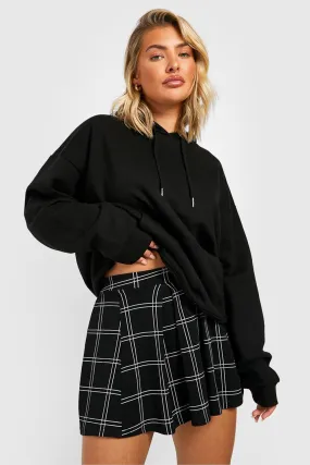 Grid Flannel Pleated Micro Mini Crepe Tennis Skirt