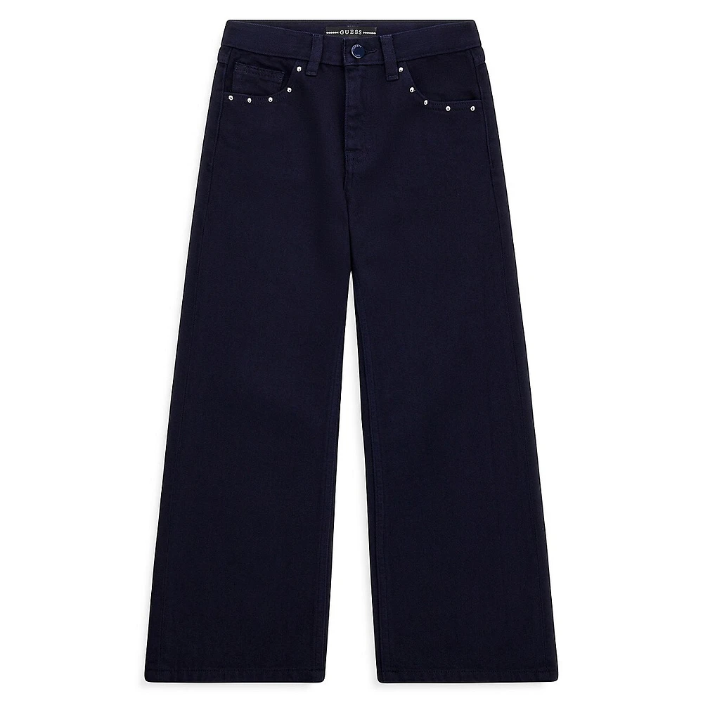 GUESS Girl's 90's Wide-Leg Blackened Blue Jeans