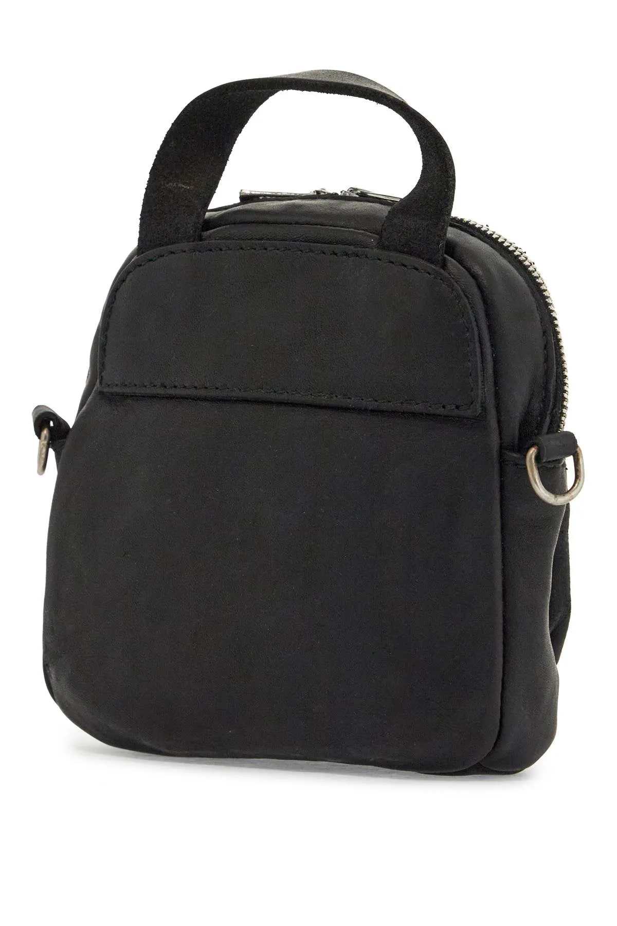 Guidi Mini Backpack In Black Horse Leather With Handle And Straps