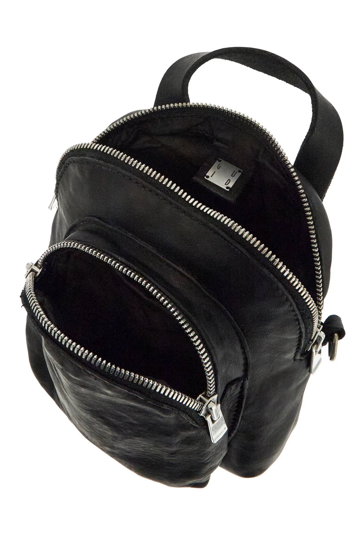 Guidi Mini Backpack In Black Horse Leather With Handle And Straps