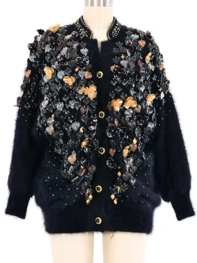 Heavily Embellished Angora Cardigan