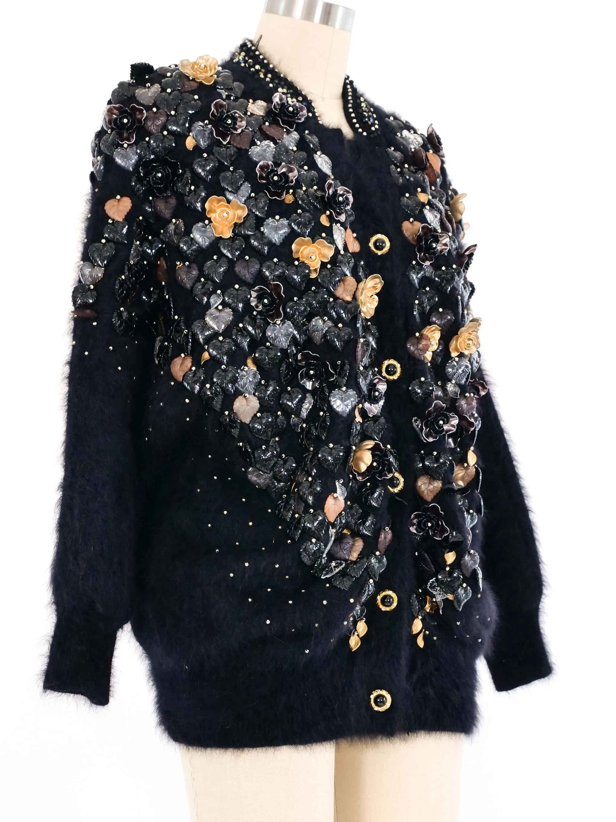 Heavily Embellished Angora Cardigan