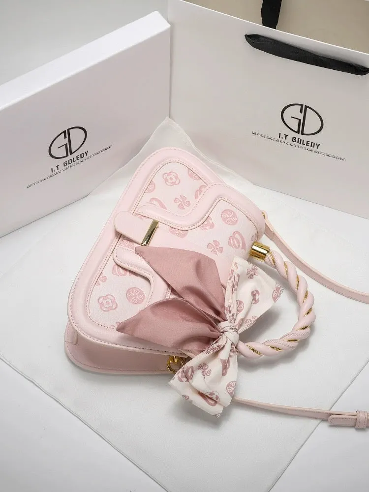 ITGDLEDY genuine leather high-end niche portable girls pink bag 2024 new crossbody bag birthday gift