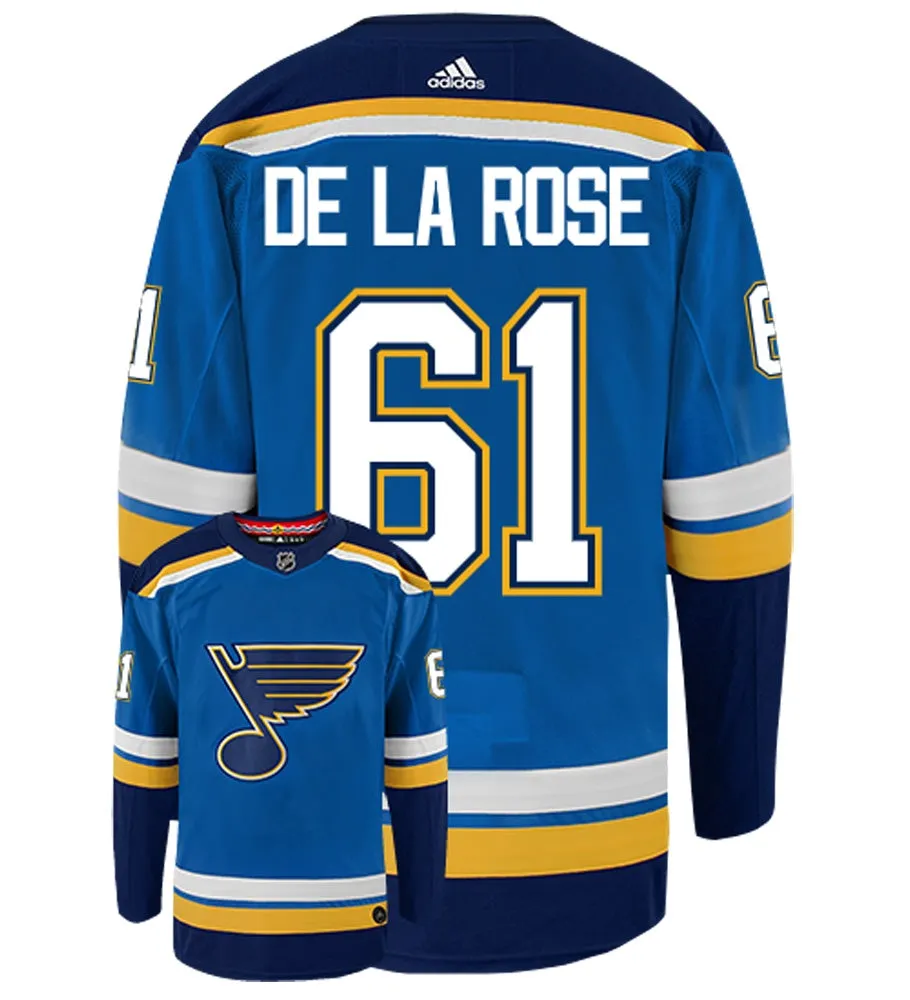 Jacob de La Rose St Louis Blues Adidas Authentic Home NHL Hockey Jersey     