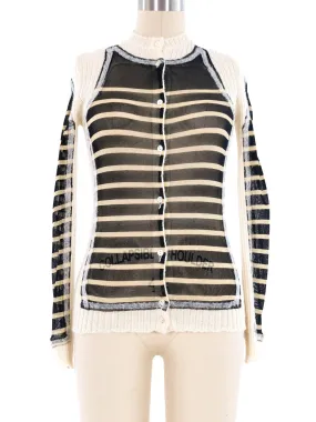 Jean Paul Gaultier Mesh Panel Knit Cardigan