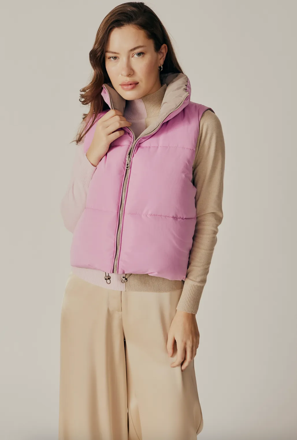 Kansas Reversible Puffer Vest - Pink / Mink