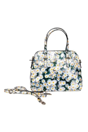 Kate Spade - Black, Green, & Yellow Daisy Print Print Crossbody Bag