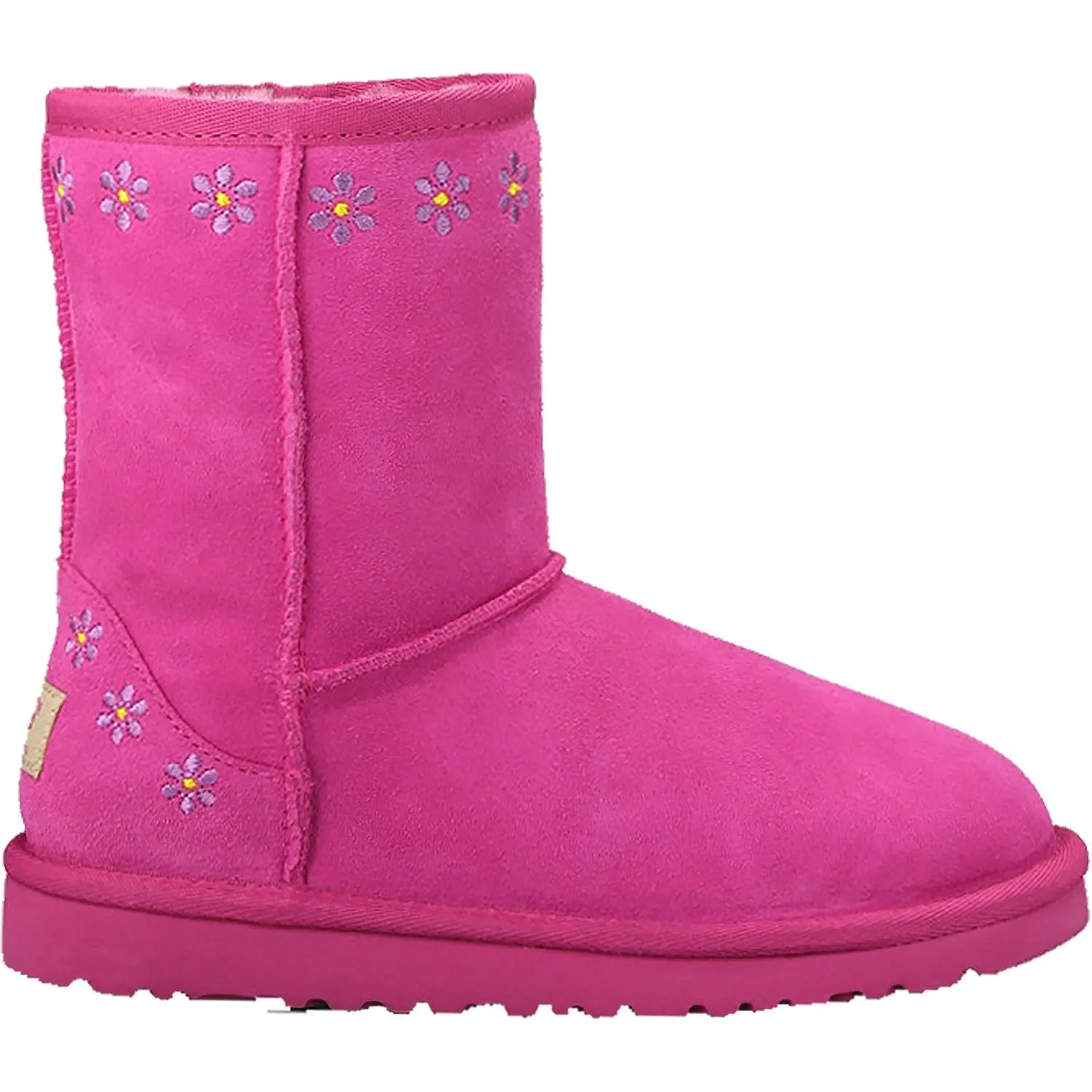 Kids' UGG Classic Embroidery Raspberry Sheepskin