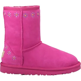 Kids' UGG Classic Embroidery Raspberry Sheepskin