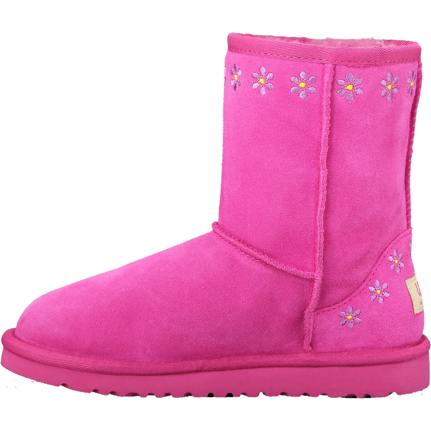 Kids' UGG Classic Embroidery Raspberry Sheepskin