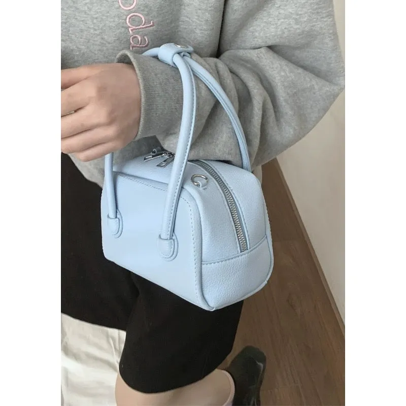 Korean portable bowling bag for women 2024 new fashionable cherry blossom pink small square bag crossbody commuter bag