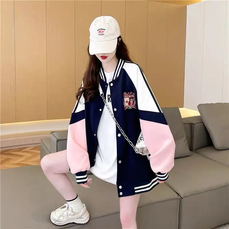 Korean style design baseball uniform jacket for women 2023 new autumn fashionable age-reducing casual versatile jacket trend (J0