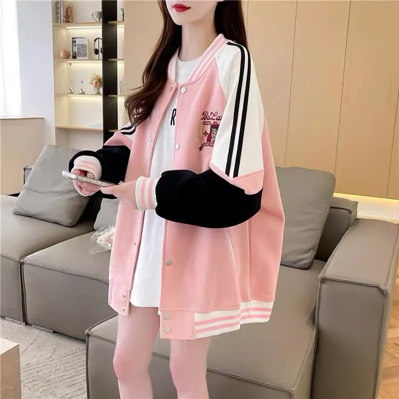 Korean style design baseball uniform jacket for women 2023 new autumn fashionable age-reducing casual versatile jacket trend (J0