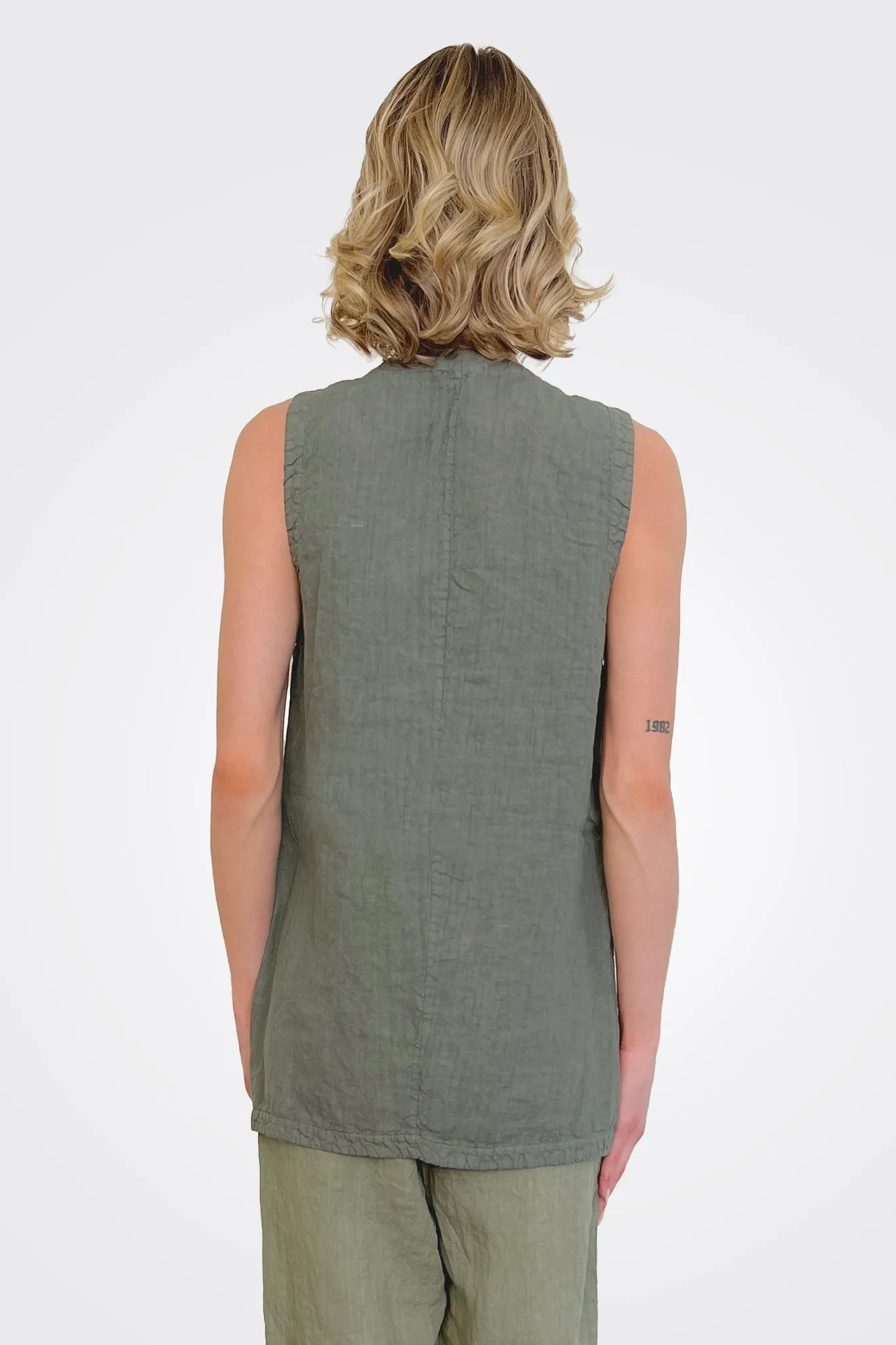 Lasercut Long Vest - Green