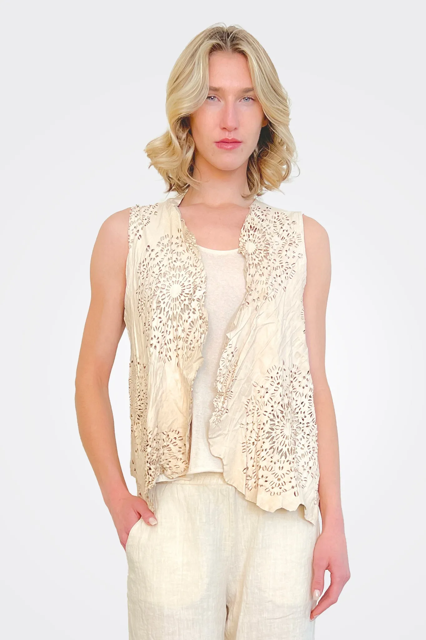 Lasercut Vest - Ivory