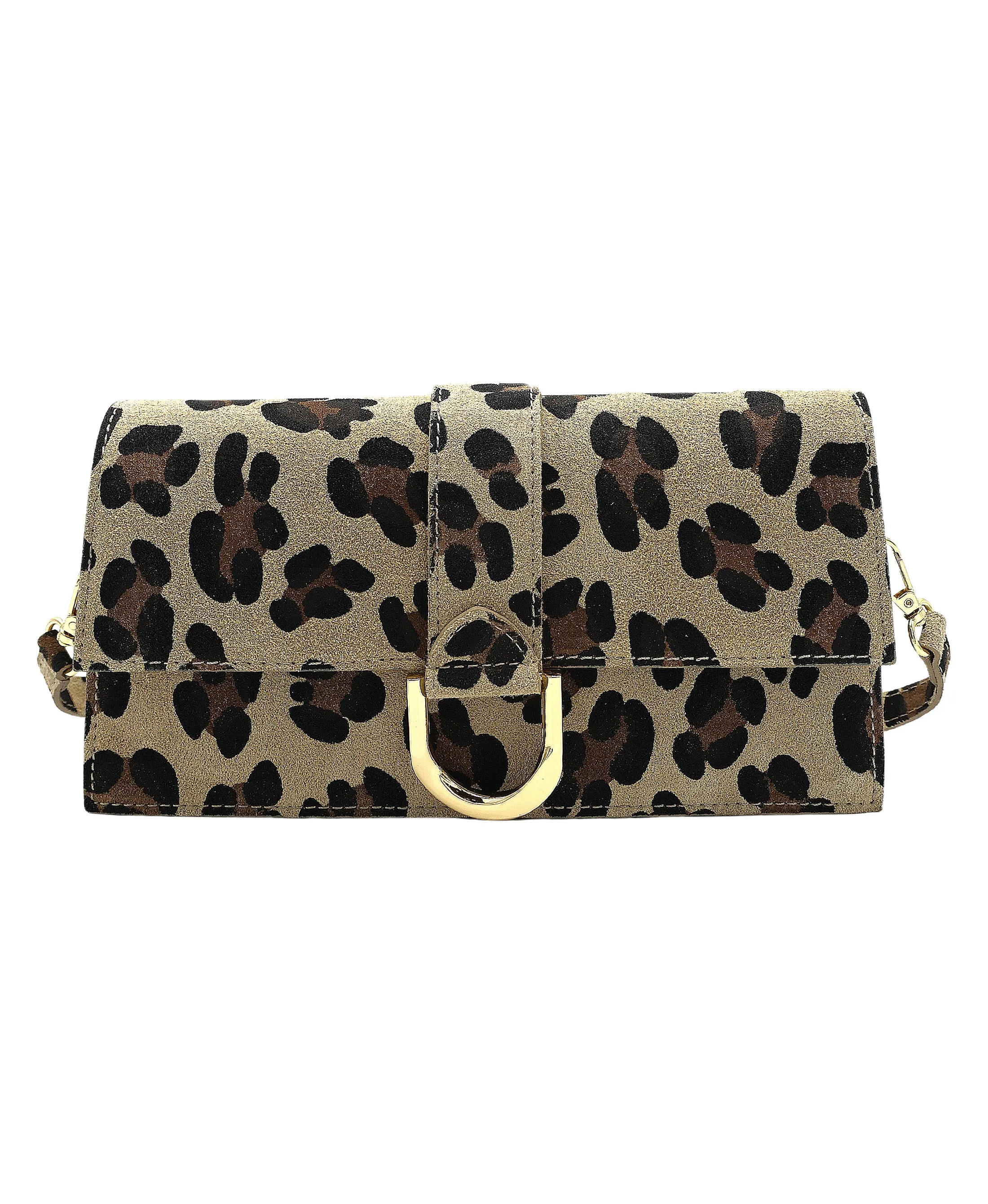 Leather Leopard Print Shoulder Bag